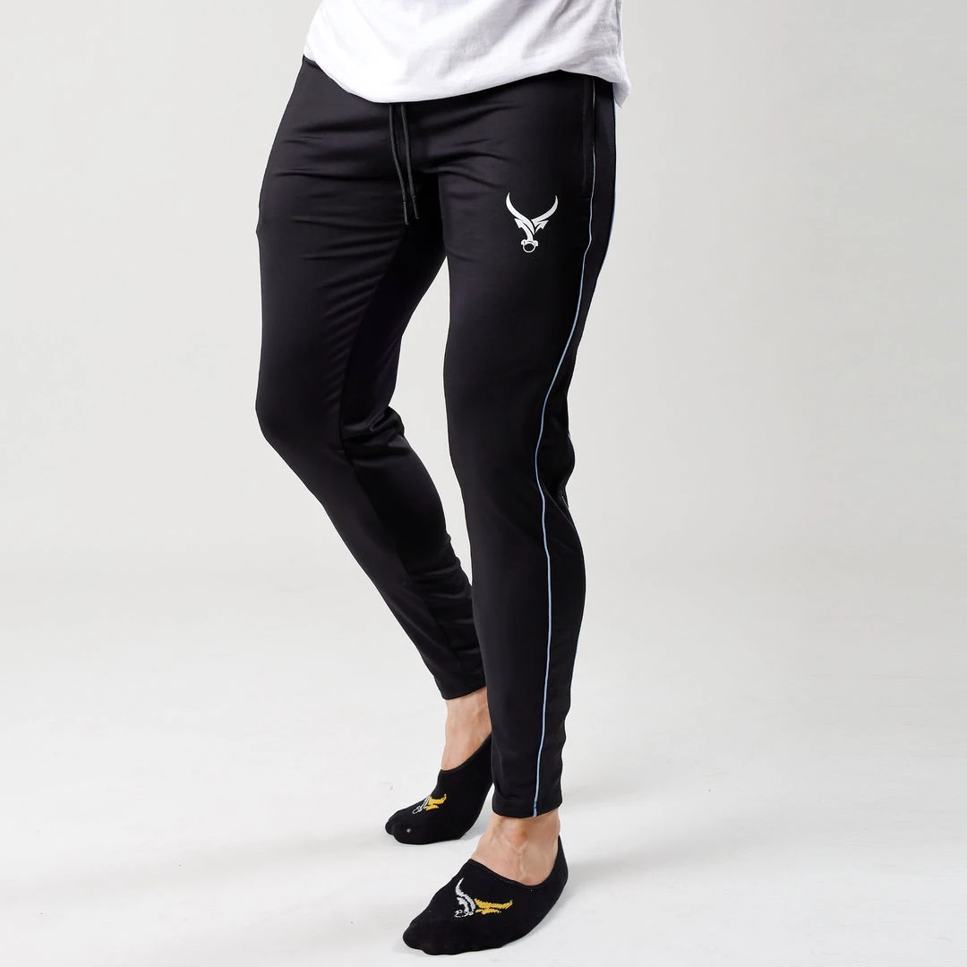 IRONGEAR Fitness Quick Dry IRON Trouser Black (Sky Blue Piping) 5 IRONGEAR Fitness Quick Dry IRON Trouser Black (Sky Blue Piping)