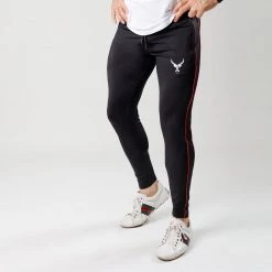 IRONGEAR Fitness Quick Dry IRON Trouser Black (Red Piping) MEN'S