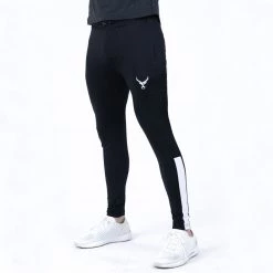 IRONGEAR Fitness Quick Dry IRON Trouser Black White Half Stripe (B)