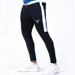 IRONGEAR Fitness Quick Dry IRON Trouser Black White Half Stripe (T) Shop New