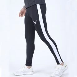 IRONGEAR Fitness MEN'S Quick Dry IRON Trouser Black (White Stripe)