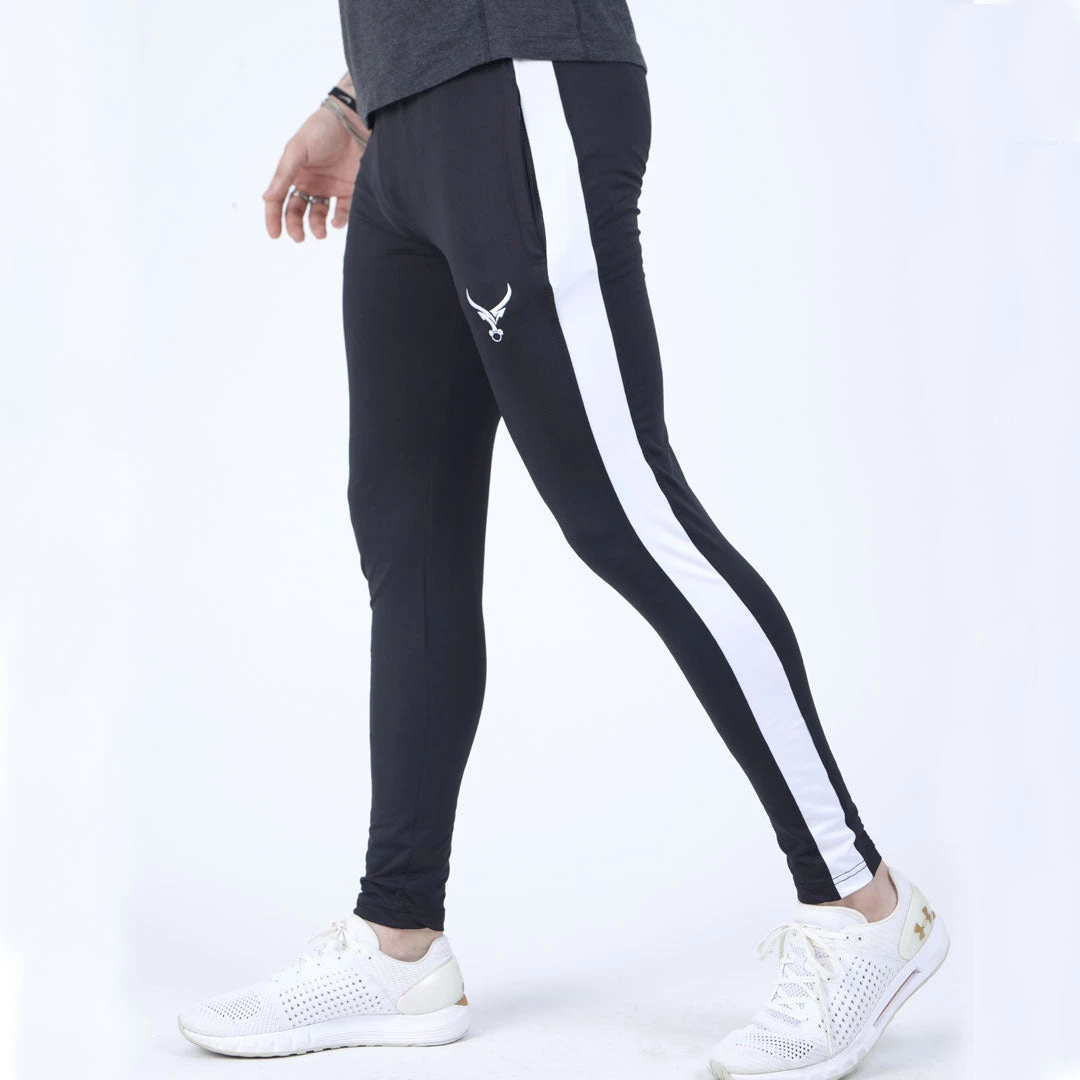 IRONGEAR Fitness MEN'S Quick Dry IRON Trouser Black (White Stripe) 3 IRONGEAR Fitness MEN'S Quick Dry IRON Trouser Black (White Stripe)