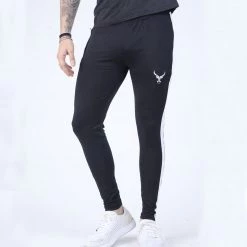 IRONGEAR Fitness MEN'S Quick Dry IRON Trouser Black (White Stripe)