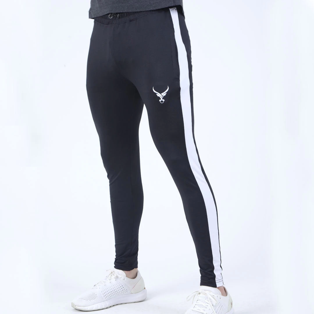 IRONGEAR Fitness MEN'S Quick Dry IRON Trouser Black (White Stripe) 6 IRONGEAR Fitness MEN'S Quick Dry IRON Trouser Black (White Stripe)