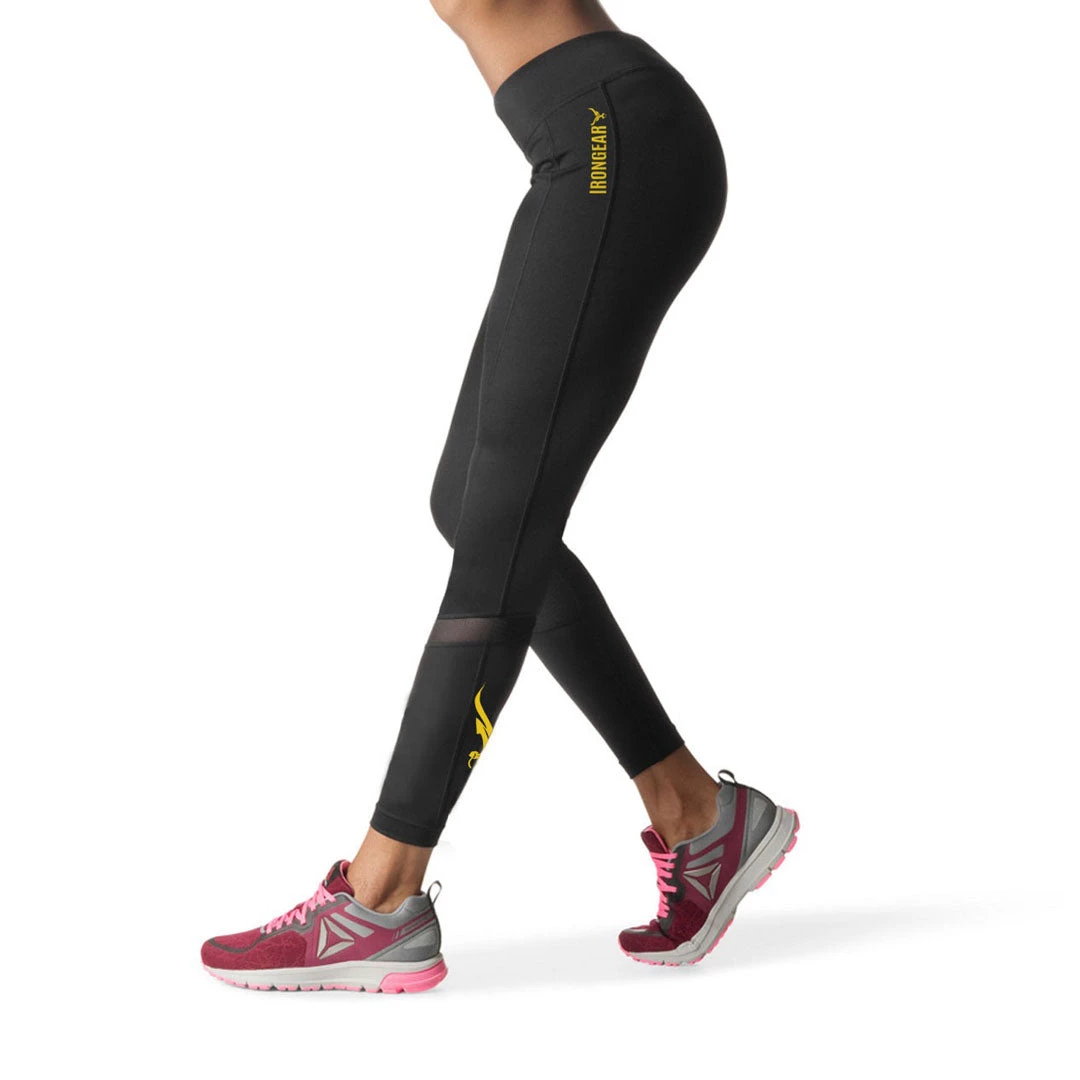 IRONGEAR Fitness Mighty Leggings Black (Yellow Logo) 4 IRONGEAR Fitness Mighty Leggings Black (Yellow Logo)
