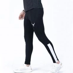 IRONGEAR Fitness Quick Dry IRON Trouser Black White Half Stripe (B)