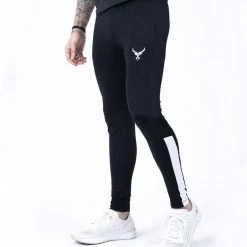 IRONGEAR Fitness Quick Dry IRON Trouser Black White Half Stripe (B)